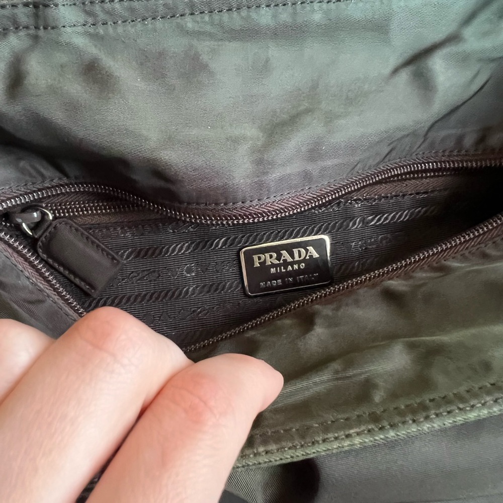 Prada Dark Green Tessuto Nylon Logo Zipper - Picture 9 of 9